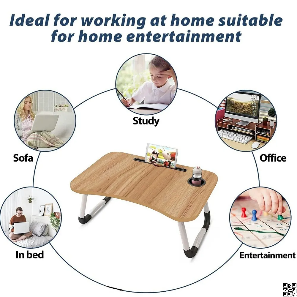 Foldable Laptop Table Wooden For Reading, Writing, Eating, On Bed thumbnail 2
