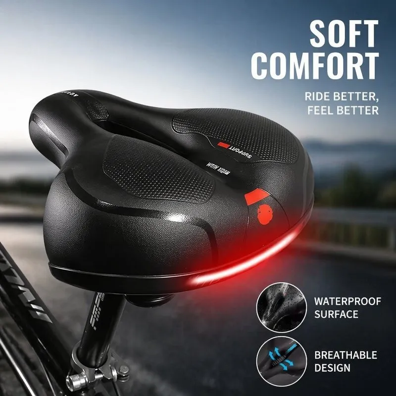 Bike Seat Saddle Dual Shock Absorbing Breathable Waterproof Universal Basikal MTB Road Bike thumbnail 1