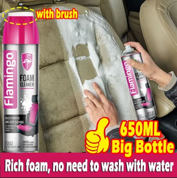 Flamingo Multi Purpose Foam Cleaner With Brush 650 Ml Household Kitchen Bathroom Cleaner Foam Spray Glass Cleaner 1