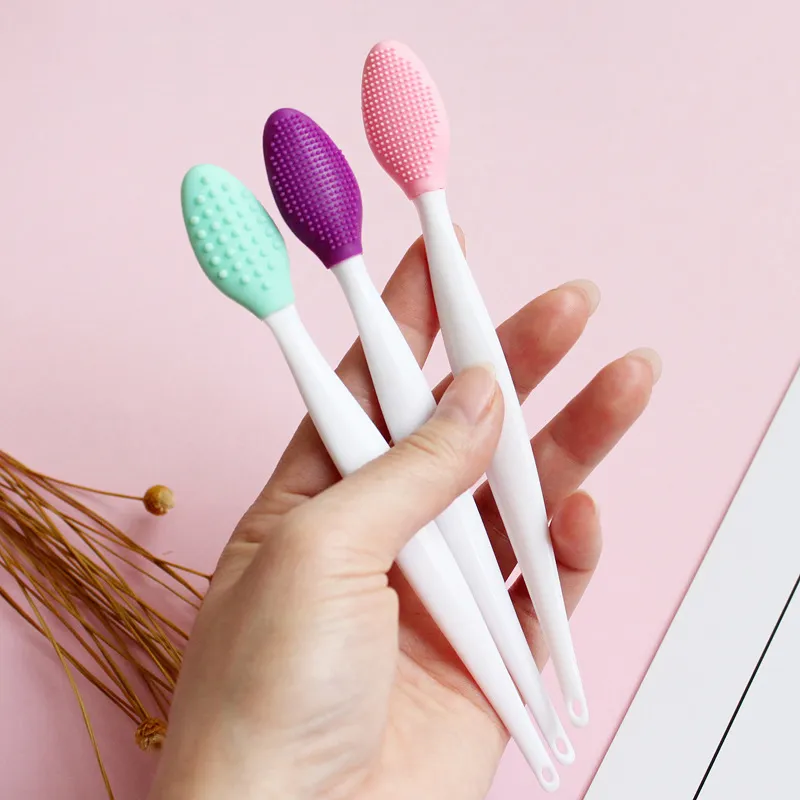 1PCS Exfoliating Lip Brush Nose Cleaning Brush Double Side Soft Silicone Lip Scrub Tool & Nose Blackhead Remove Brush thumbnail 1