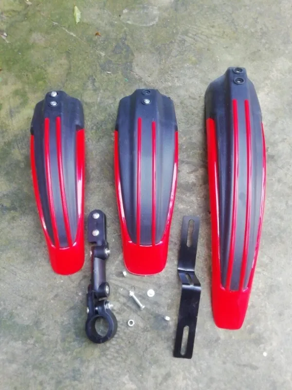Bicycle Mudguard Downhill Type Red Colour Bicycle Accessories 3pcs thumbnail 3