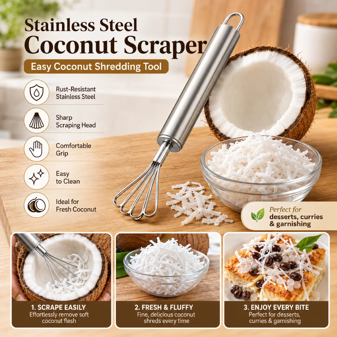 Stainless Steel Coconut scraper, Coconut grater, Coconut shredder, Coconut Shaver, Coconut Grater thumbnail 1