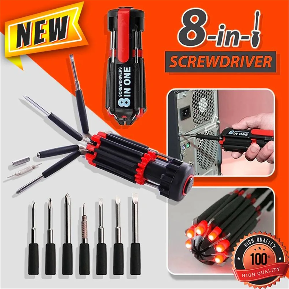 Quirky Finds 8 In 1 Multi Function Screwdriver With Powerful Torch Light 8 In 1 Multi Screwdriver With 6 LED Torch Light thumbnail 2