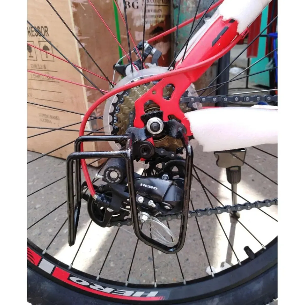 Bicycle Gear Protector Double Rear Derailleur Gear Guard Black thumbnail 2