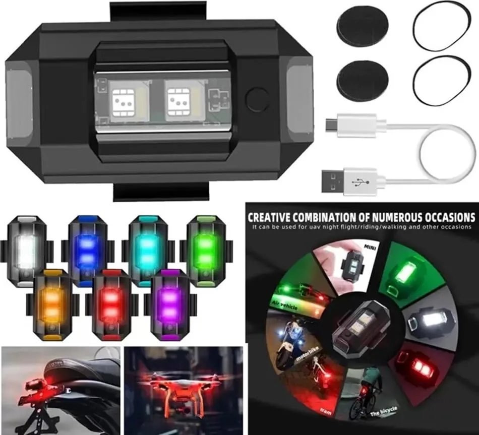 Rechargeable Premium Cycle Front Helmet Valve Light and with Horn Waterproof Cycle Light Multicolor 3 pack Combo 2