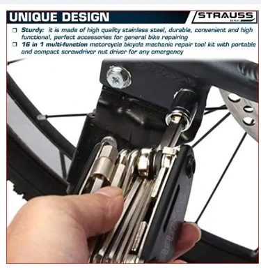 Hex Key Erench 16 in 1 Multi Functional Bike Bicycle Mechanic Repair Set Tool kit Bell Combo offer Bicycle Accessories 4