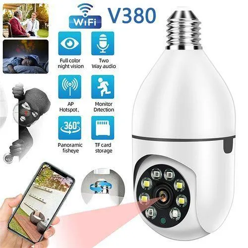 V380 Bulb System WiFi Security Camera, 1080P Wireless 360 Degree Camera 1