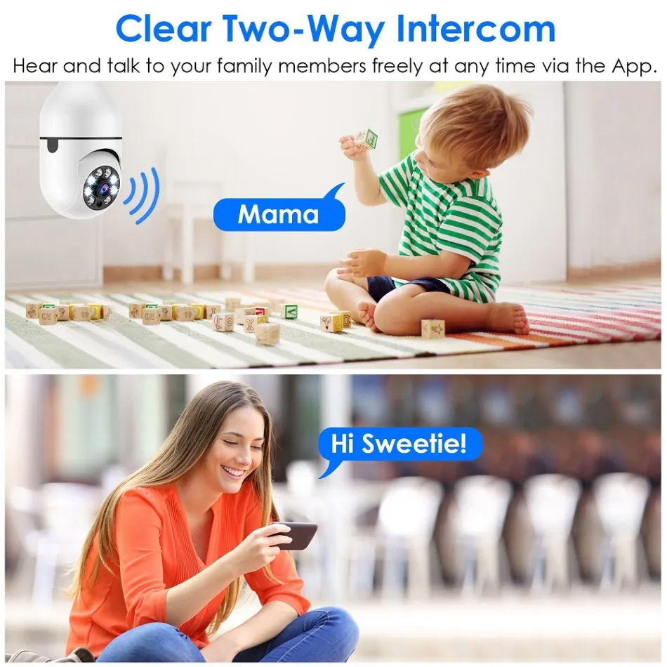 V380 Bulb System WiFi Security Camera, 1080P Wireless 360 Degree Camera 6