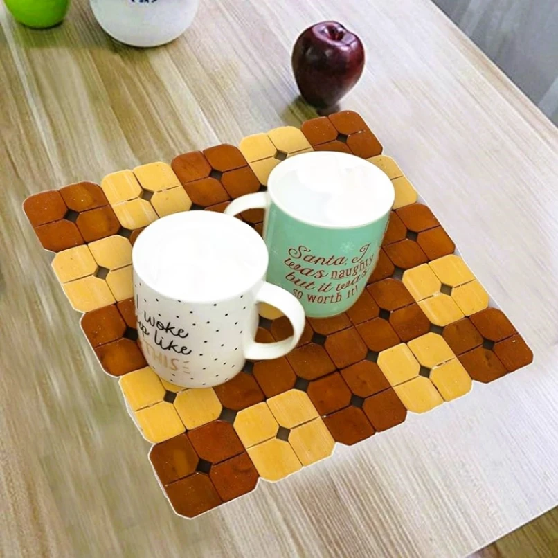 Bamboo Wooden Table Mat, Dining Table Heat Resistant Mat, Heat Insulation Pads thumbnail 4