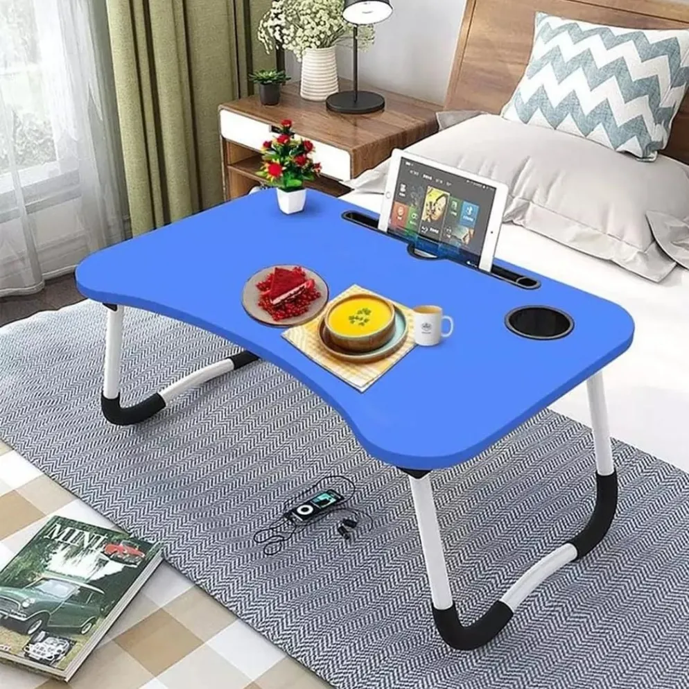 Foldable Laptop Table-Blue For Reading, Writing, Eating, On Bed thumbnail 2