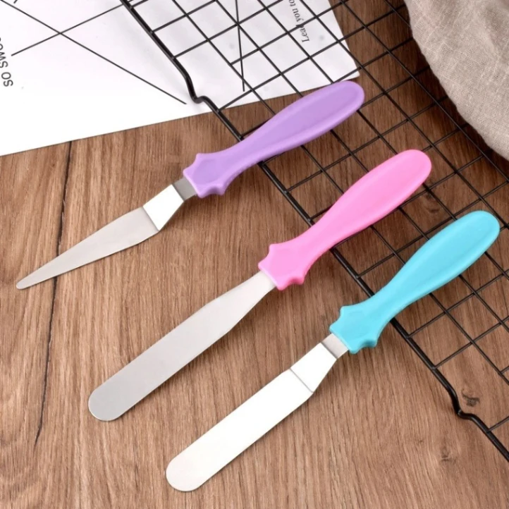 3pcs Stainless steel cream spatula, Butter Cake Cream Smoother Spatula Fondant Pastry Tool, Baking Pastry Cake Decorating Tools thumbnail 2