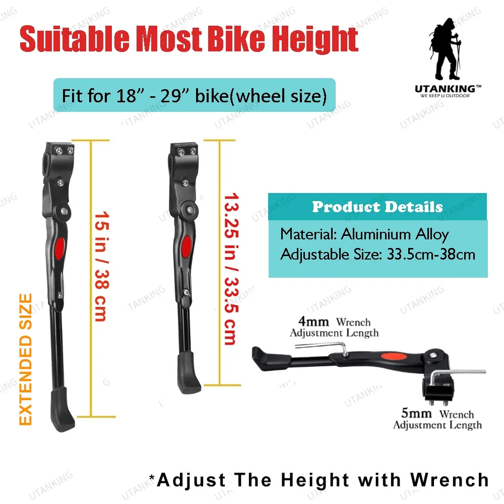 20 29 Bicycle Alloy Aluminum 3 Point Side Stand Kick Stand MTB Tongkat Basikal thumbnail 3