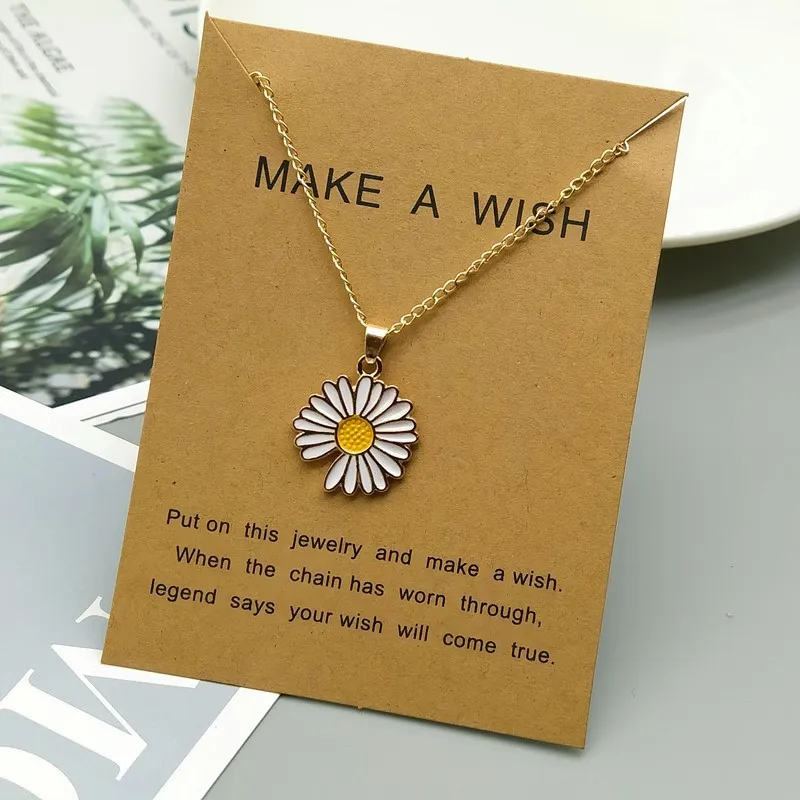 Cute Trendy Daisy Necklace Sun Flower Necklaces for Girls Simple Stylish - Flower Jewelry Dainty Chain Necklace for Women New Collection - Pendant Necklace for Girls Stylish thumbnail 1