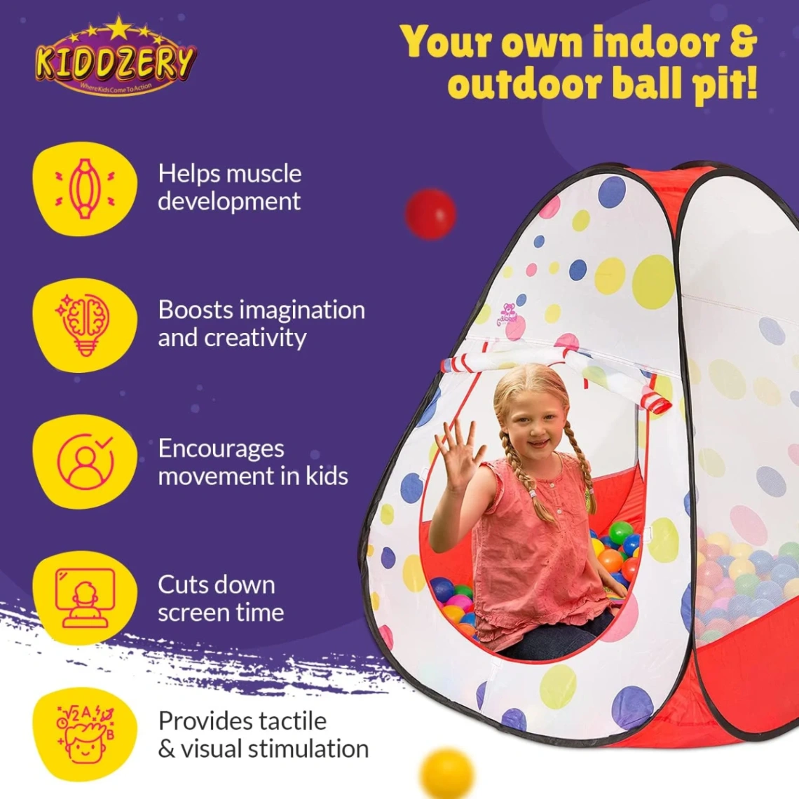 (Ball Pit) Tent Play House - 50 Balls, Play Ball House, Children's Magic Game House 2