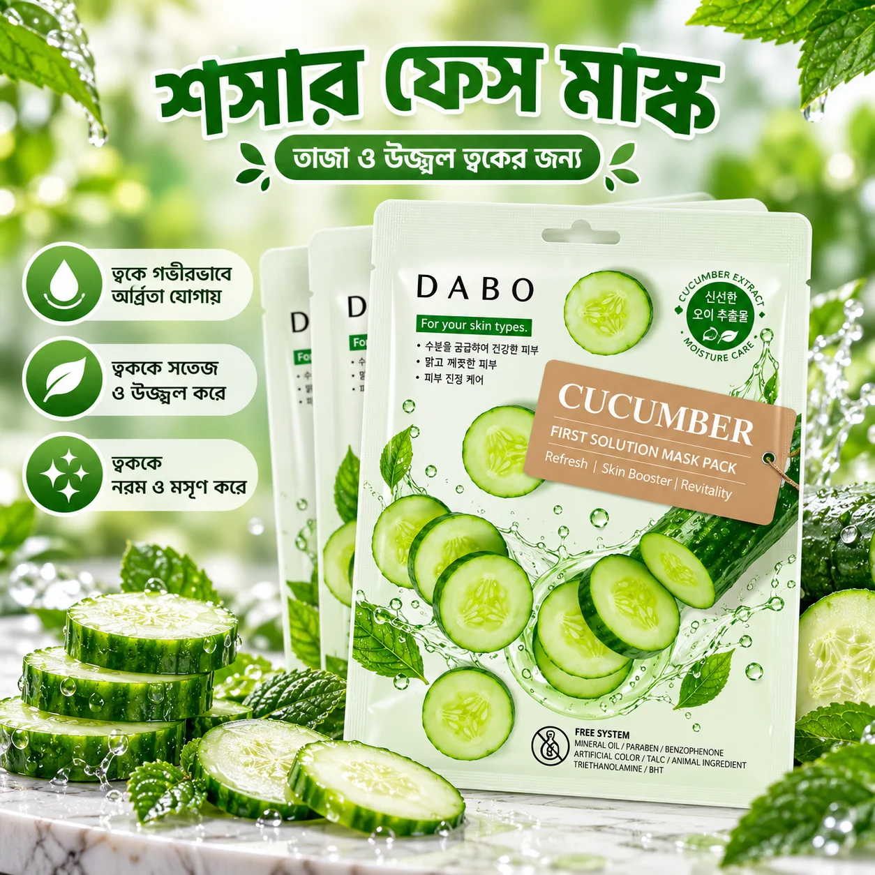Dabo Cucumber Sheet Mask 23g thumbnail 1