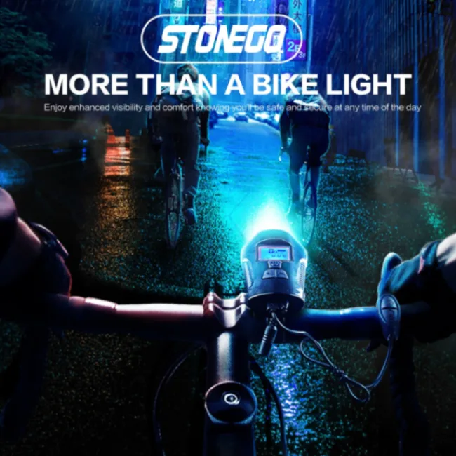 Rechargeable ABS LED Bicycle Front Head Light with USB with Speedometer Odometer and is Waterproof Suitable for All Mountain and Road Bicycle and Bikes thumbnail 4