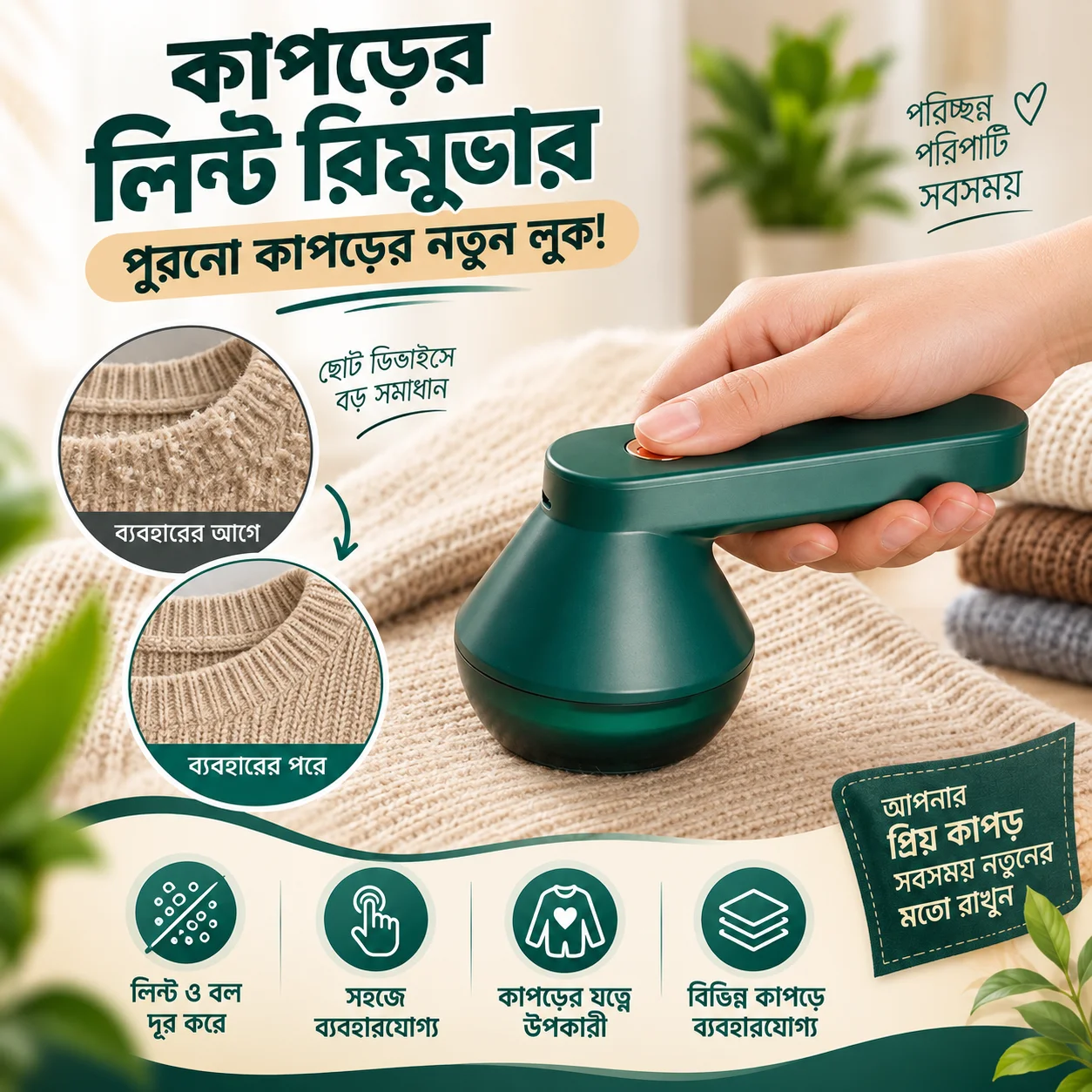 Rechargeable Electric Lint Remover, Fabric Shaver Woollen Fuzz Shaver/Remove Fluff Lint Roller thumbnail 2