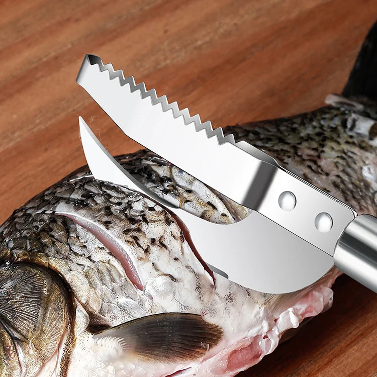 Fish Scale Knife Cut/Scrape/Dig 3-In-1, Fish Scale Knife, Fish Scaler Remover, 3-In-1 Fish Scaler Remover Cutter, Stainless Steel Fish Scale Remover, Stainless Steel 3 In 1 Fish Maw Knife thumbnail 4