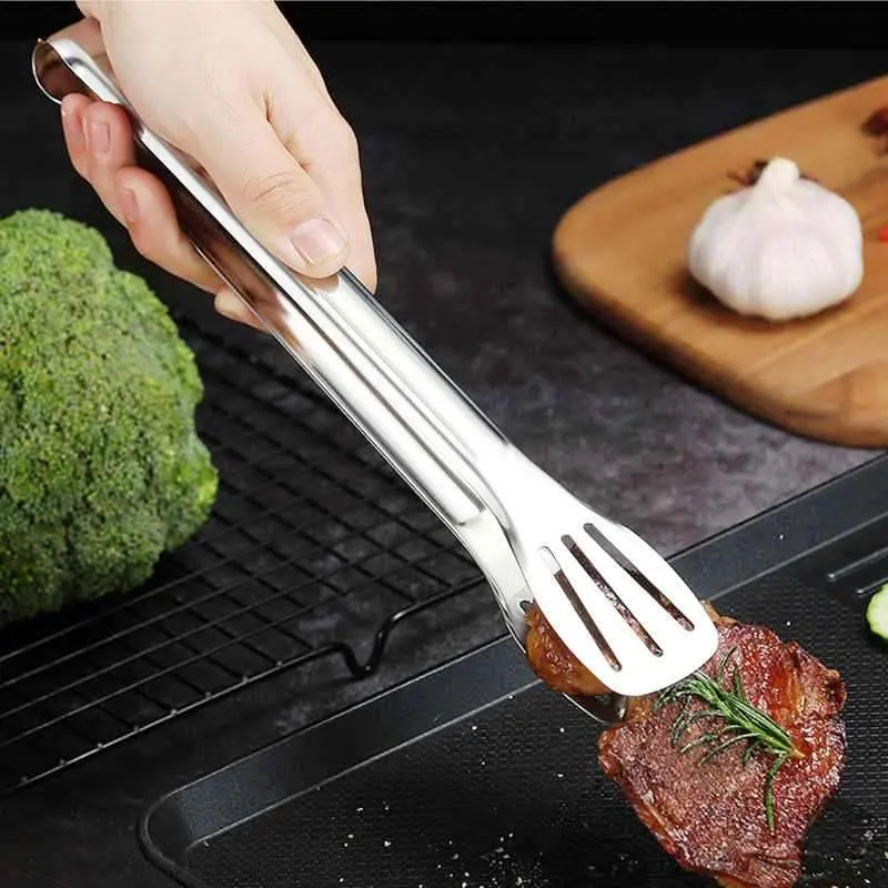 Food Serving Tong, Stainless Steel Food Tongs Kitchen Tongs Utensil Cooking Tong Clip Clamp Accessories Salad Serving BBQ Tools thumbnail 2