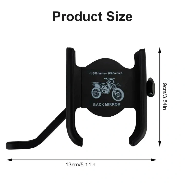 Universal Metal Bike Phone Rack Aluminum Alloy Bicycle Mobile Phone Holder Motorcycle Bike Handlebar Looking Glass Mount thumbnail 2