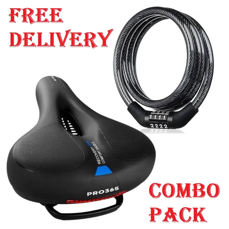 Premium Bicycle Seat with Lock, Extra Wide Soft Cushion Saddle, Anti-Theft Bike Lock, Fits All Cycles thumbnail 1