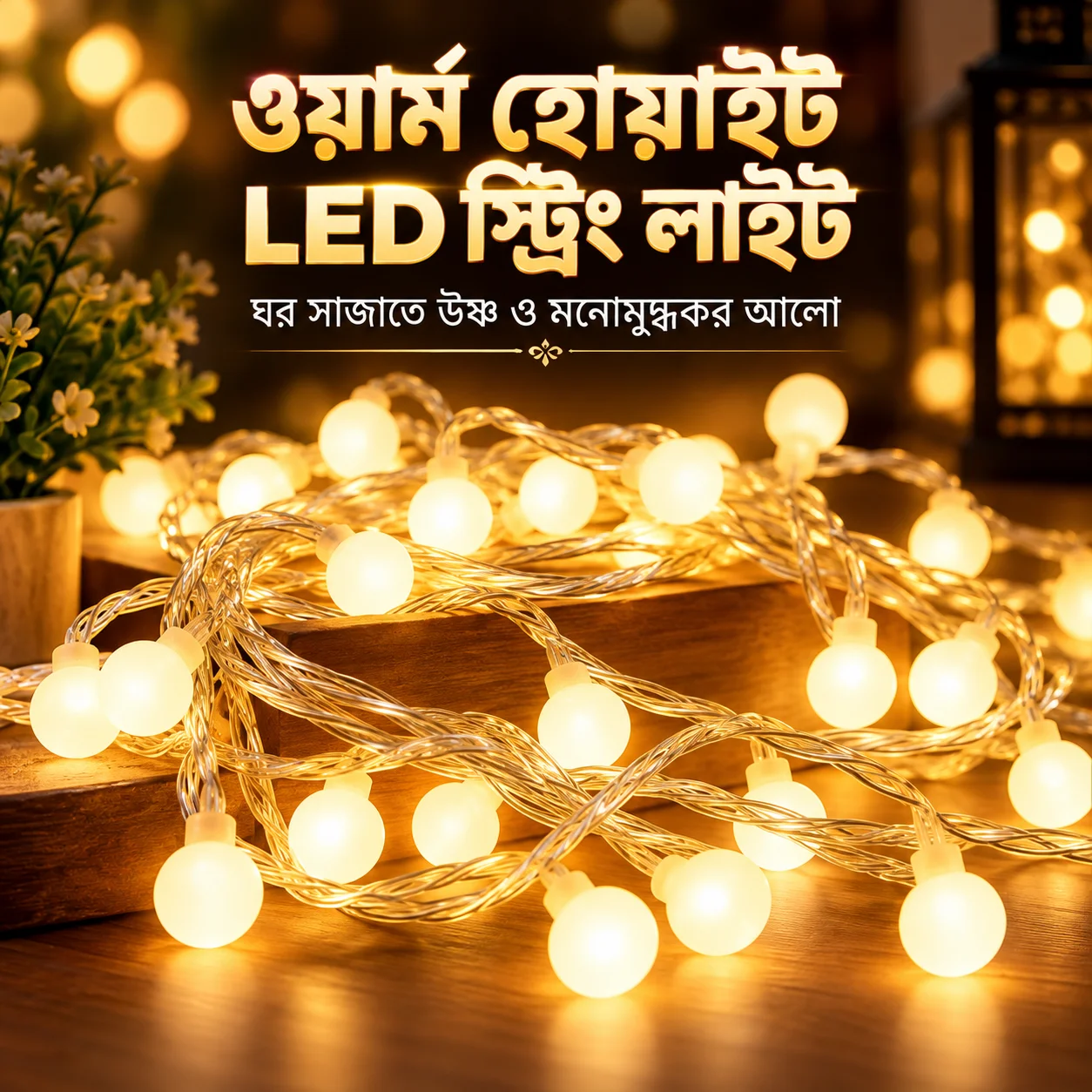 20 led Ball shape Fairy Lights, warm white snow ball Waterproof Decorative Fairy Lights 20 pieces set - Room Decoration Light thumbnail 3