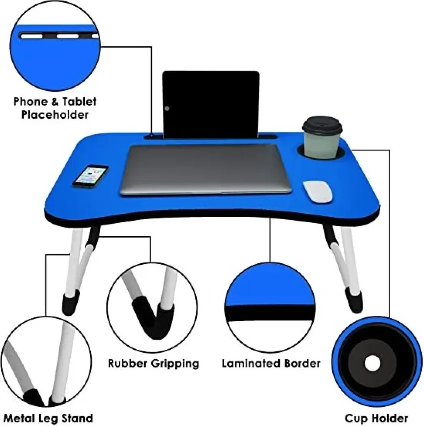 Foldable Laptop Table-Blue For Reading, Writing, Eating, On Bed thumbnail 4
