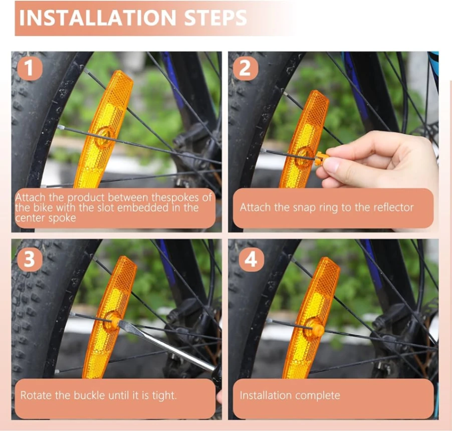 4 Pieces Bike Wheel Spoke Reflectors Orange Bike Reflectors Wheel Spoke Reflectors White Bike Spoke Reflectors Bicycle Safety Reflectors thumbnail 6