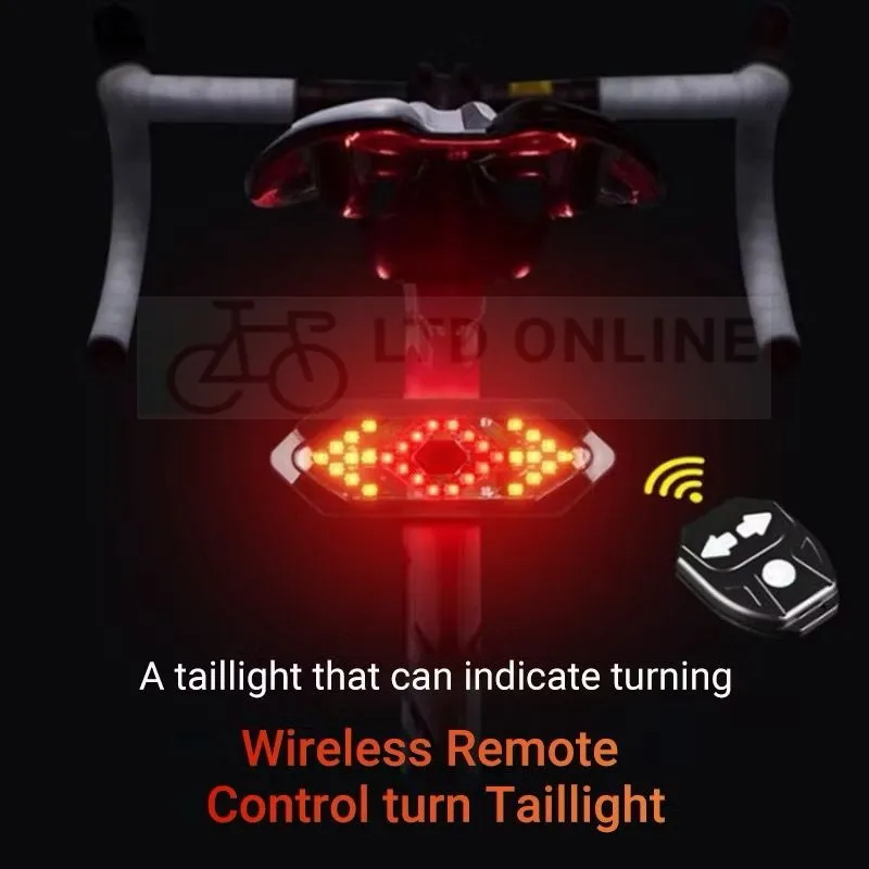 Bicycle Tail Light with Remote Waterproof Cycling Signal Light Rechargeable 5 Modes for Night Riding 3