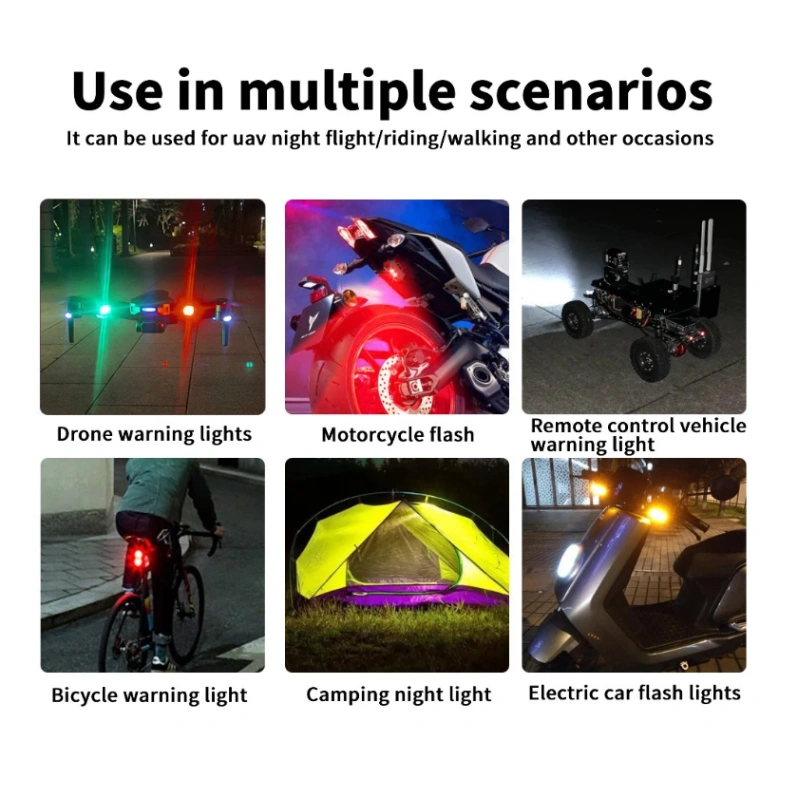 Hot Universal LED Anti collision Warning Light Bicycle Tail Light Bike Helmet Light Mini Signal Light Drone with Strobe Light 7 Colors thumbnail 5