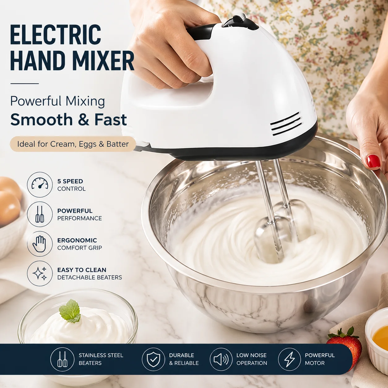 Hand Mixer And Egg Beater for Cake Cream thumbnail 2