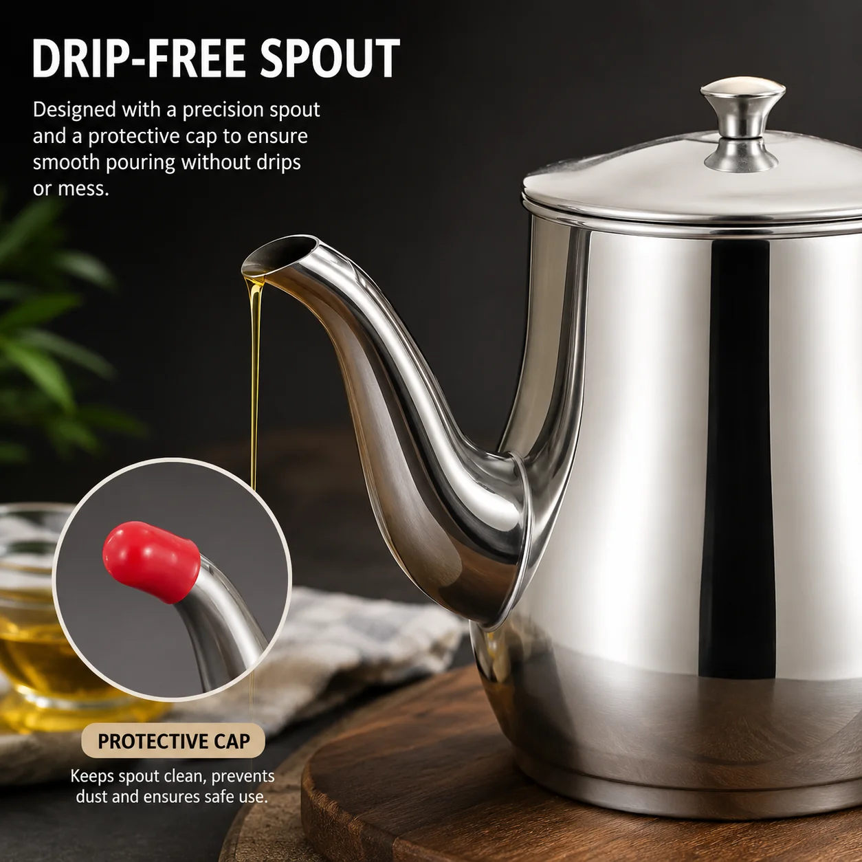 Stainless Steel Oil Strainer Pot Container Jug Storage with filter Cooking Oil Pot thumbnail 3