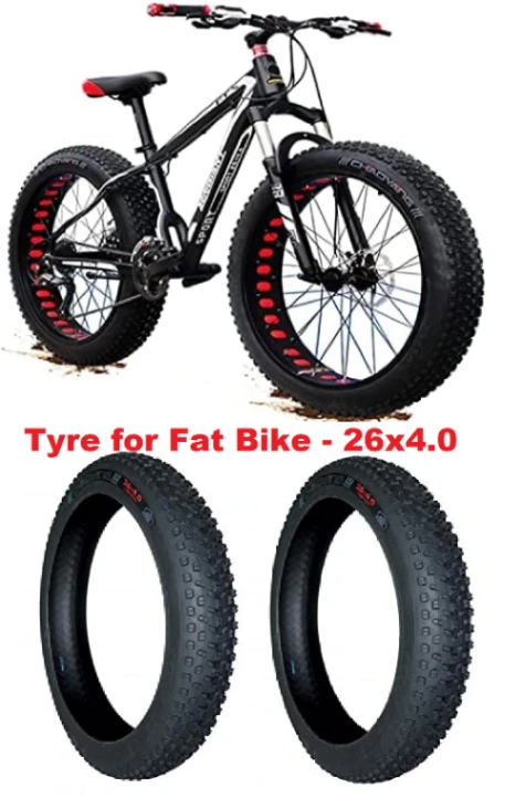 Fat Bike Cycle Tyre 26 X 4.00 Bicycle Tire Nylon Rubber MTB Mountain Bikes 1pc thumbnail 1