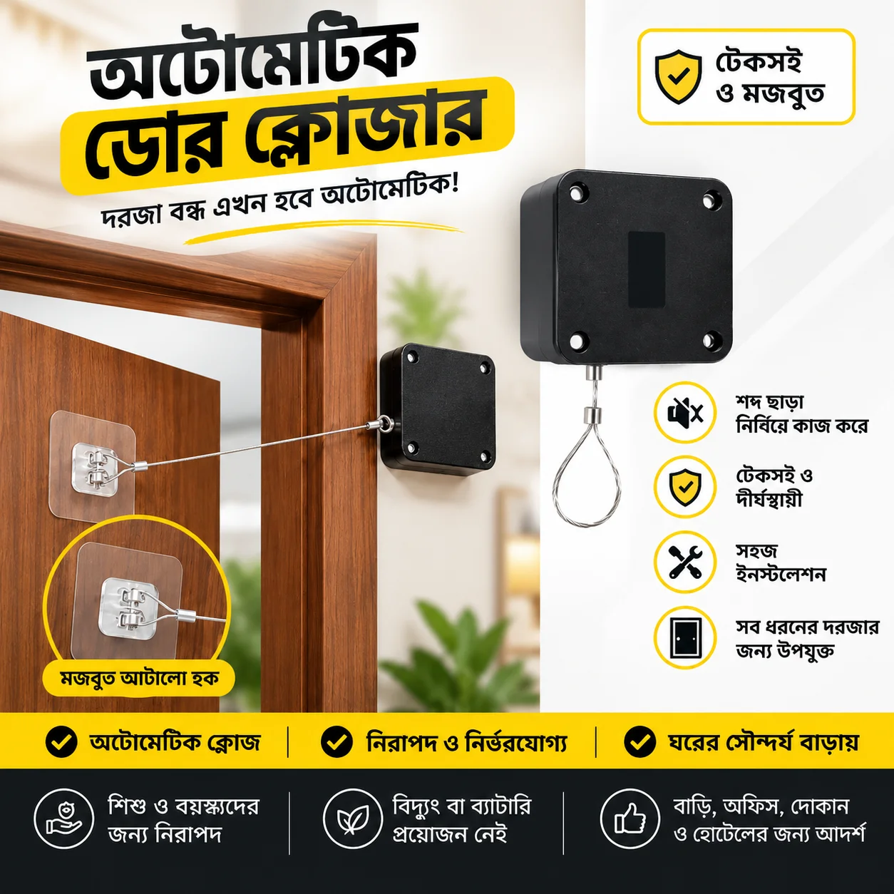 Automatic Anti-Punching Door Closer, Multifunctional Automatic Door Closer, Automatically Self Closing Door thumbnail 1