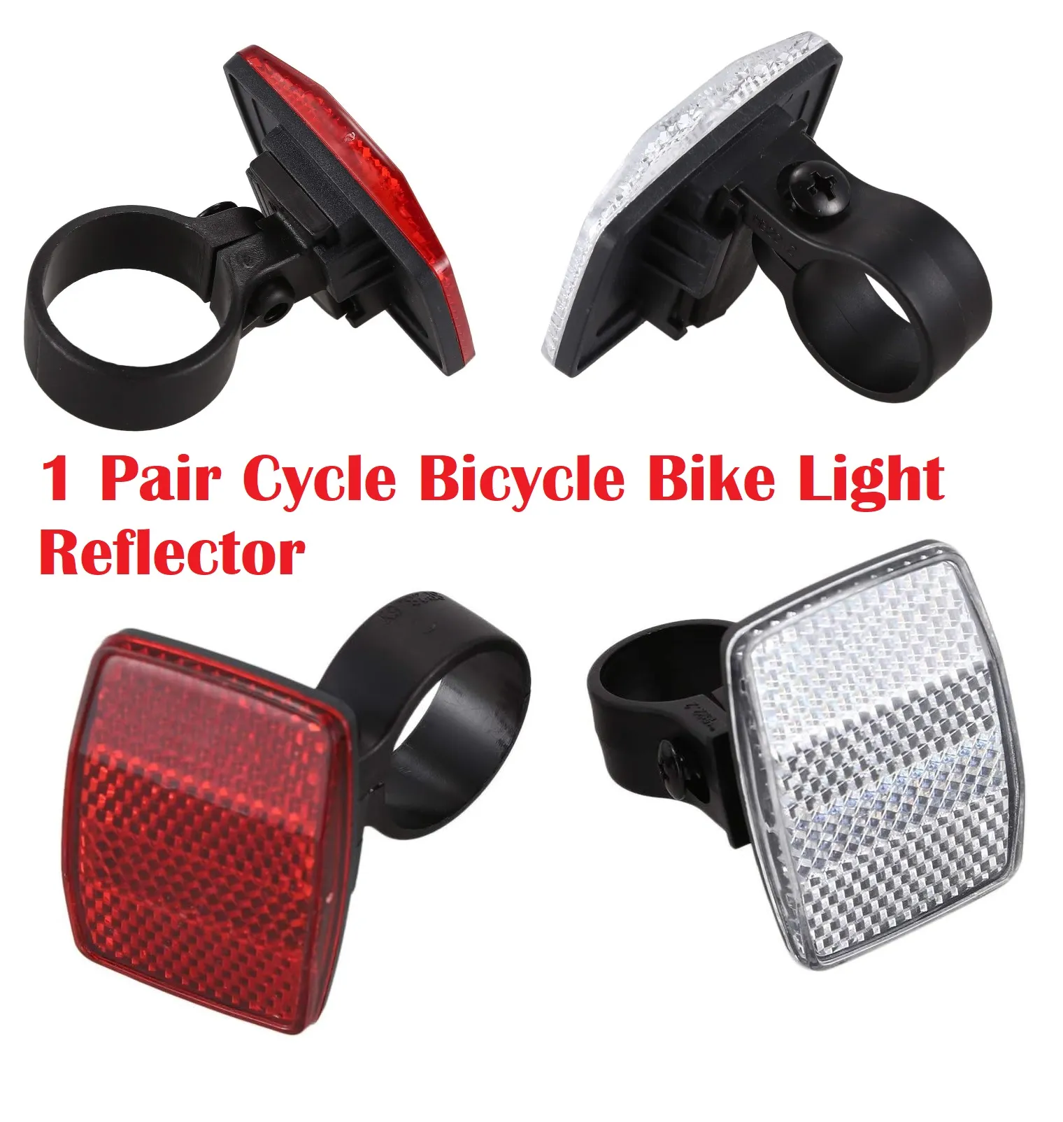 Bicycle Lights 1Pc Handlebar Mount Safe Reflector Bicycle Bike Front Rear Warning 1Pc 1Pc White Reflectors Cycling Accessories thumbnail 1