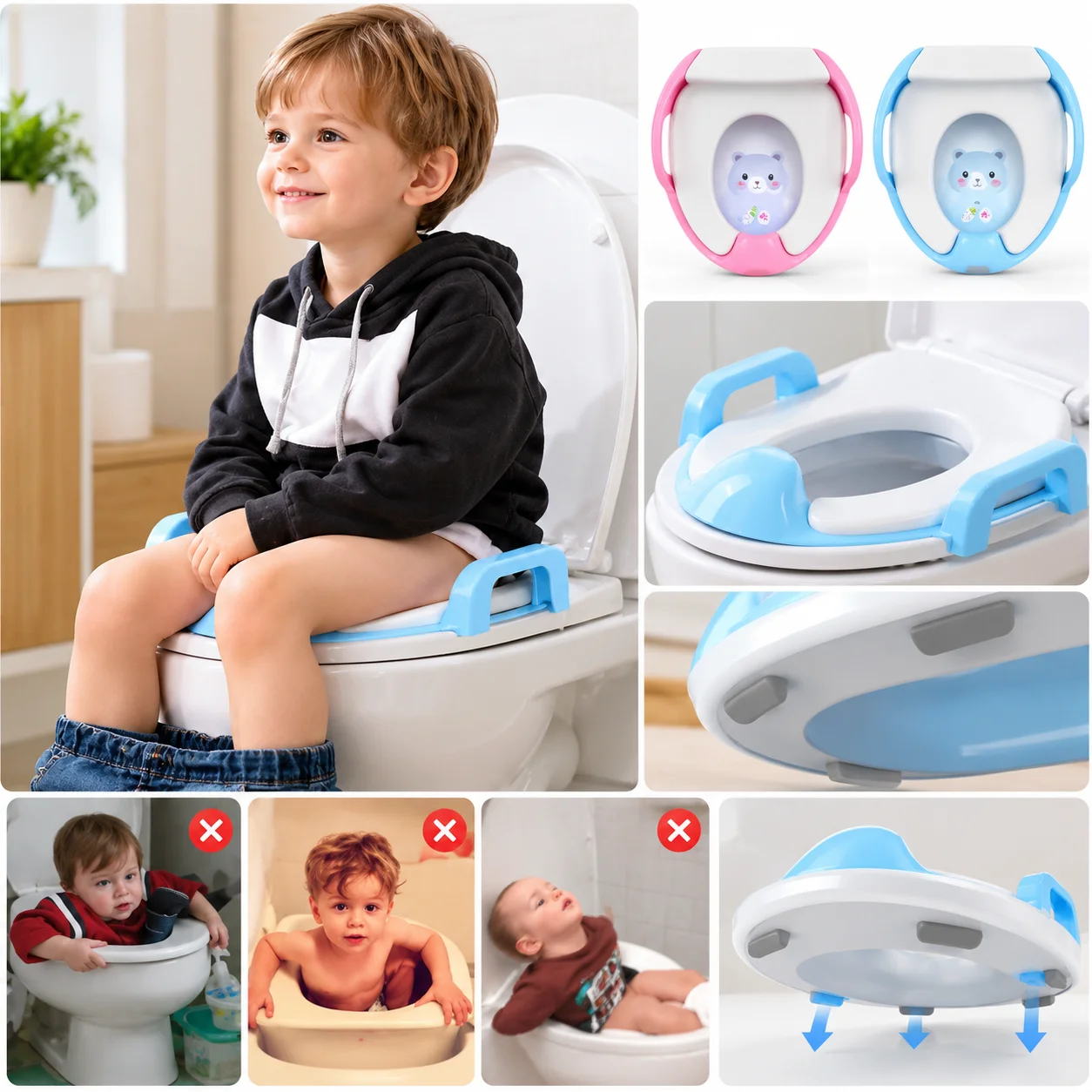 Soft Baby Toilet Seat, Toilet Training/Commod/Potty Safe Seat For Kids (18-30Months) Sitting Ring with Handles Bathroom Trainer Closestool Cover thumbnail 2