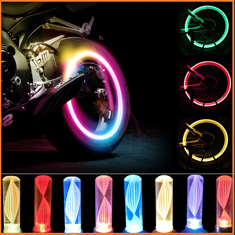 Bike Motorcycle Cycling LED 1 Pair Rainbow RGB Color Bike Wheel Tire Light thumbnail 1