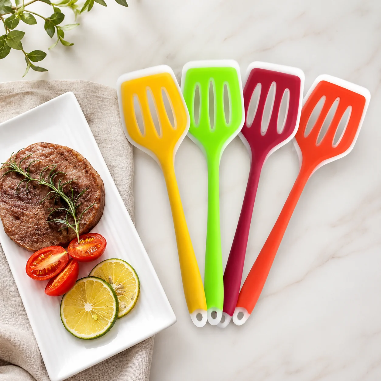 1Pcs Silicone Cooking Spoon 12 Inch, Non-stick Slotted Turner Spatula 4