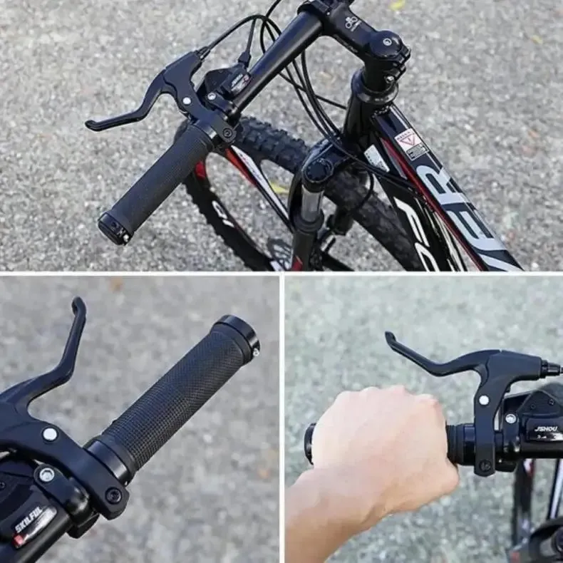 Bicycle Road Mountain Bike Handle Double Lock on Aluminium Alloy Bike Handlebar Hand Cover 1 Pair Handlebar Grips thumbnail 4