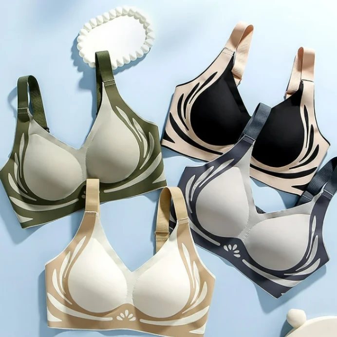 Classic Sports Bras, Anti-Sagging Wireless Push-up Bra Wide Strap Sleep Comfortable Full Coverage Shaping Sports Bra 4