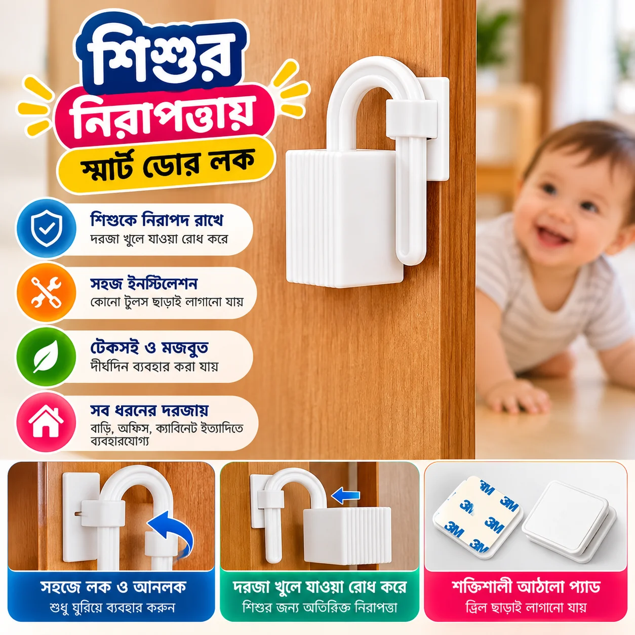 Door Stopper Baby Safety Hinge Guard, Finger Guard Baby Proofing Child Safety Foam Door Stoppers Kids Safety Finger Pinch Hinge Guard Protector thumbnail 3