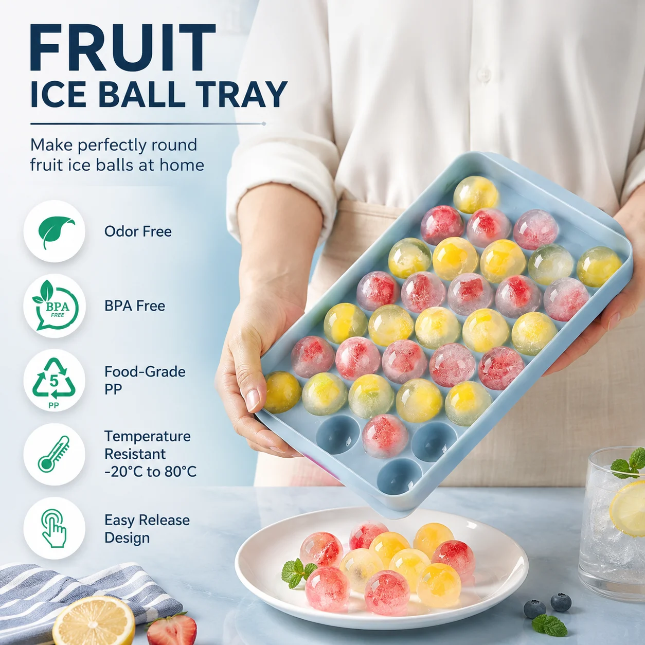 33 Ice ball maker mold, Ice ball maker Cube Tray, Ice Cube Tray Balls thumbnail 2