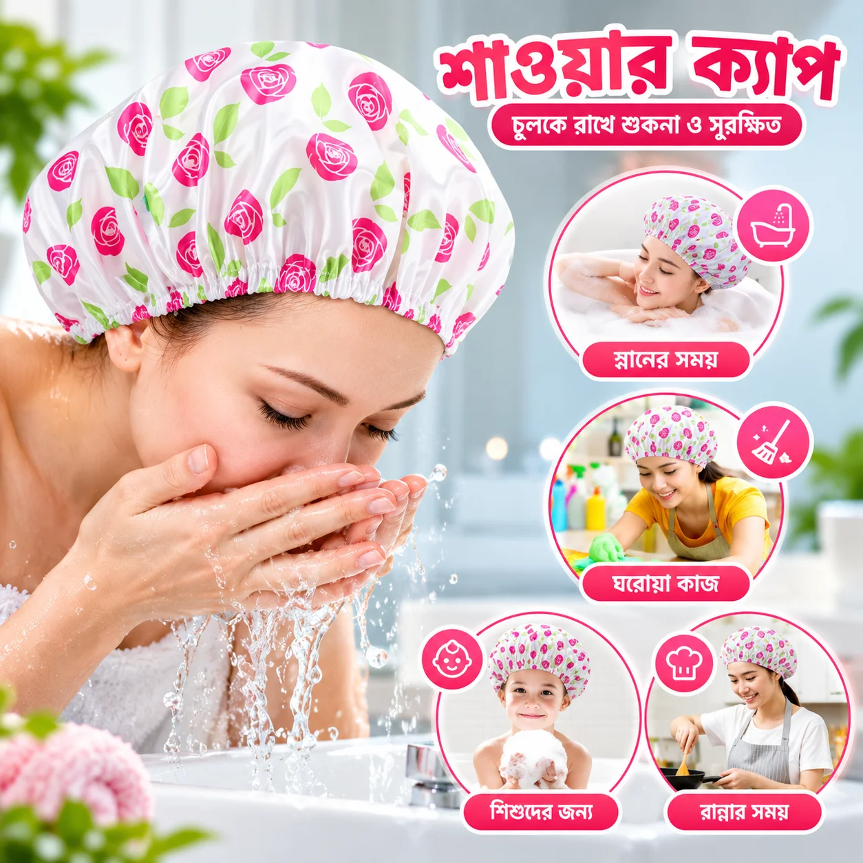 Shower Cap, Cooking Head Cover, Kitchen Head Cap, Chef Head Cover 1