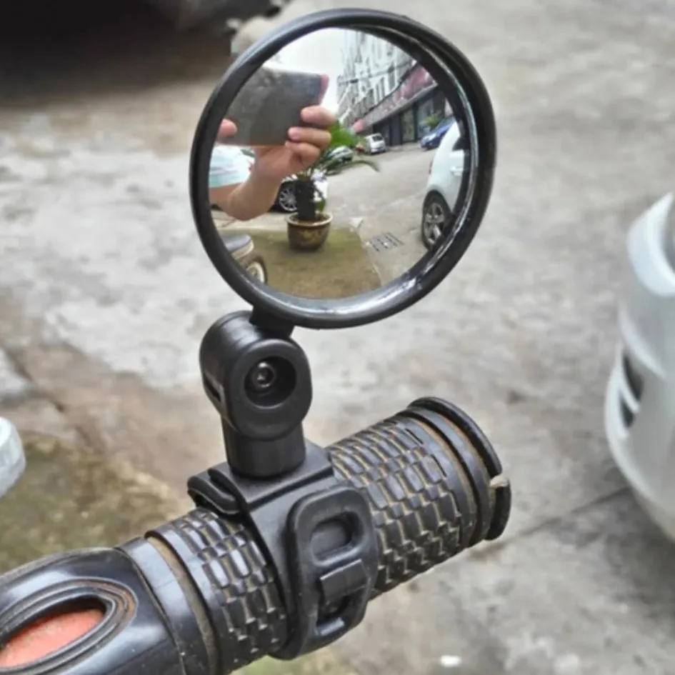 Bicycle bike cycling rear mirror handle bar back rear view broad wide angle mirror 1pc thumbnail 2