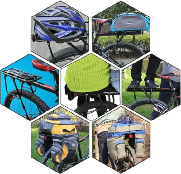Universal Bicycle Carrier Aluminum -100kg Load Mountain Bike Carrier Rear Seat MTB Cargo Shelf Luggage Rack 4
