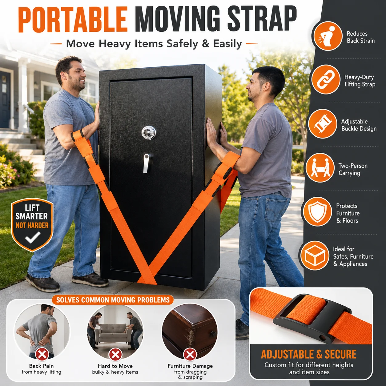 Furniture Moving Straps, Multifunctional High Density Moving Belts, for Carrying Furniture, Appliances, Bulky Objects thumbnail 3