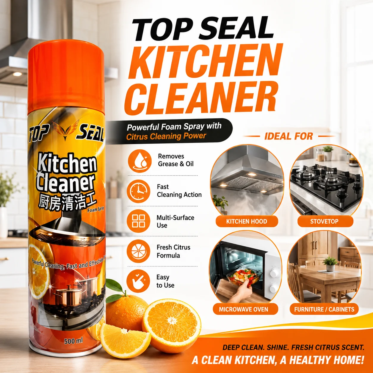 Kitchen Cleaner Foam Spray, Top Seal Kitchen Cleaner Foam Spray thumbnail 4