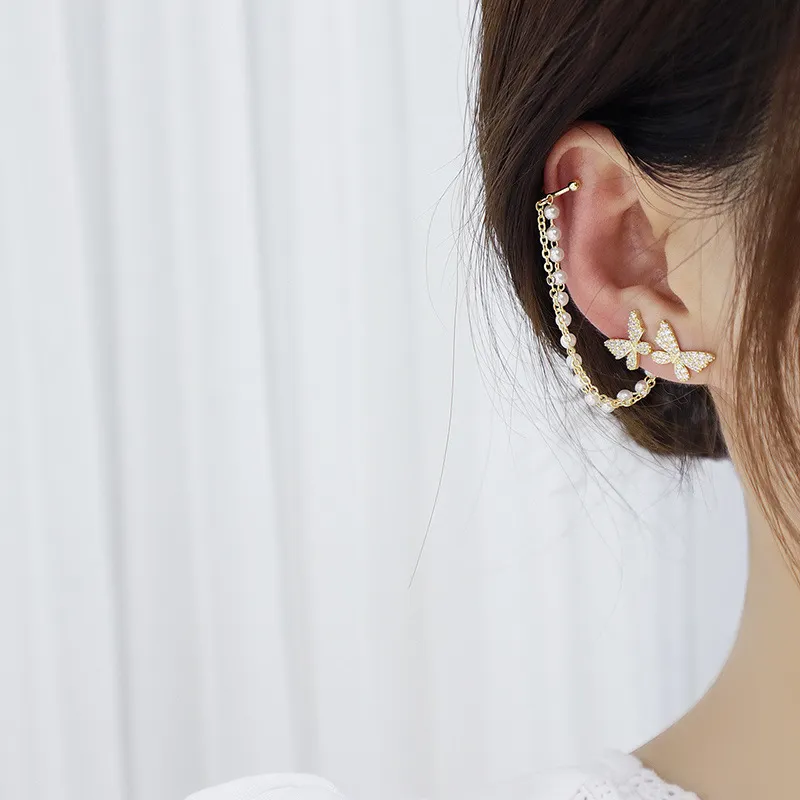 Trendy Korean Elegant Cute Fashionable Rhinestone Butterfly Stud Earrings for Girls Simple Stylish - Pearl Stud Earring for Women Simple New Collection 5