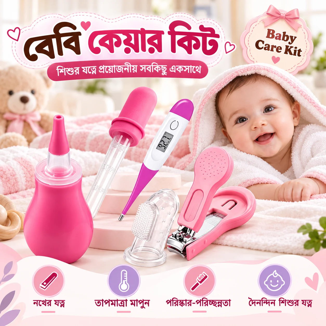 AppleBear Newborn Baby care Kit 5pcs Set thumbnail 1