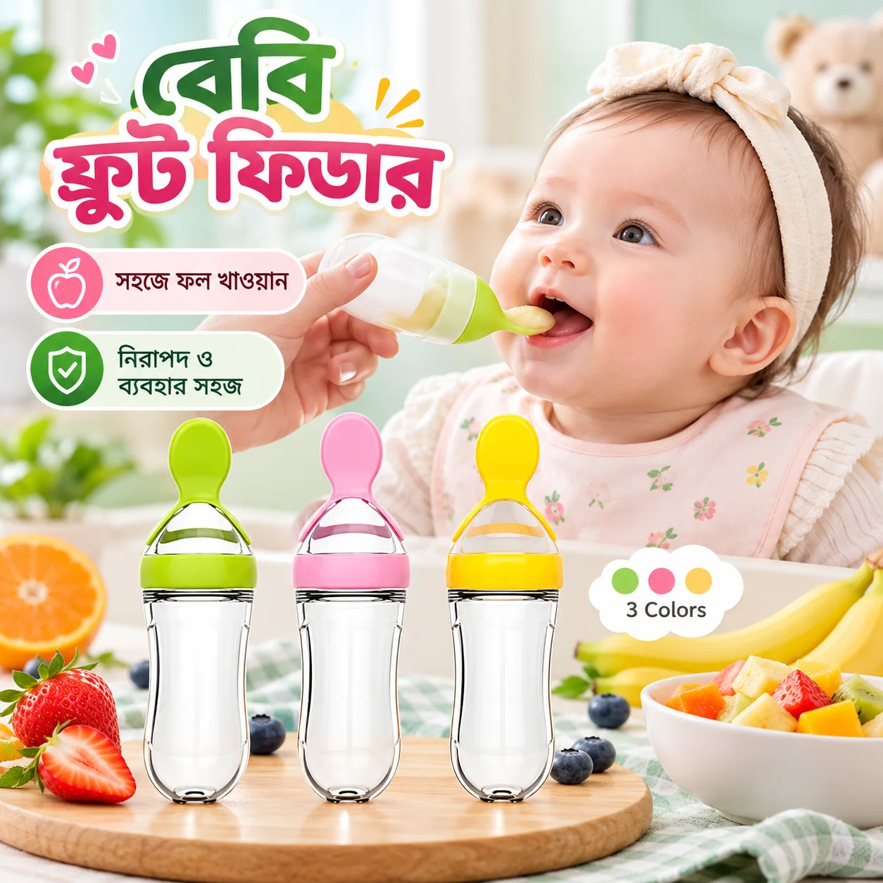 Silicone Spoon Feeder for Baby (1 Pc) – Soft Squeeze Feeding Bottle with Spoon thumbnail 4